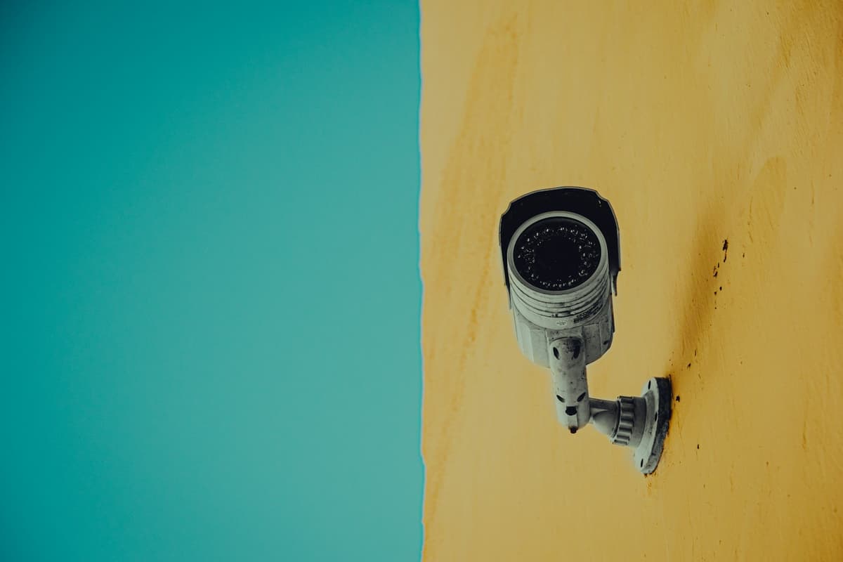 modern CCTV camera installed on a wall